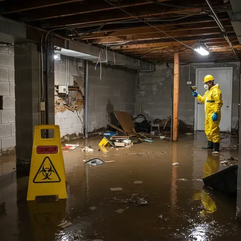 Flooded Basement Electrical Hazard in Olney, IL Property